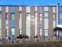 00023955A ma nb AlmadelMar1stDay  Students line up to enter their new school on the first day of school at the Alma del Mar's new school on Belleville Avenue in the north end of New Bedford.   PETER PEREIRA/THE STANDARD-TIMES/SCMG : school, education